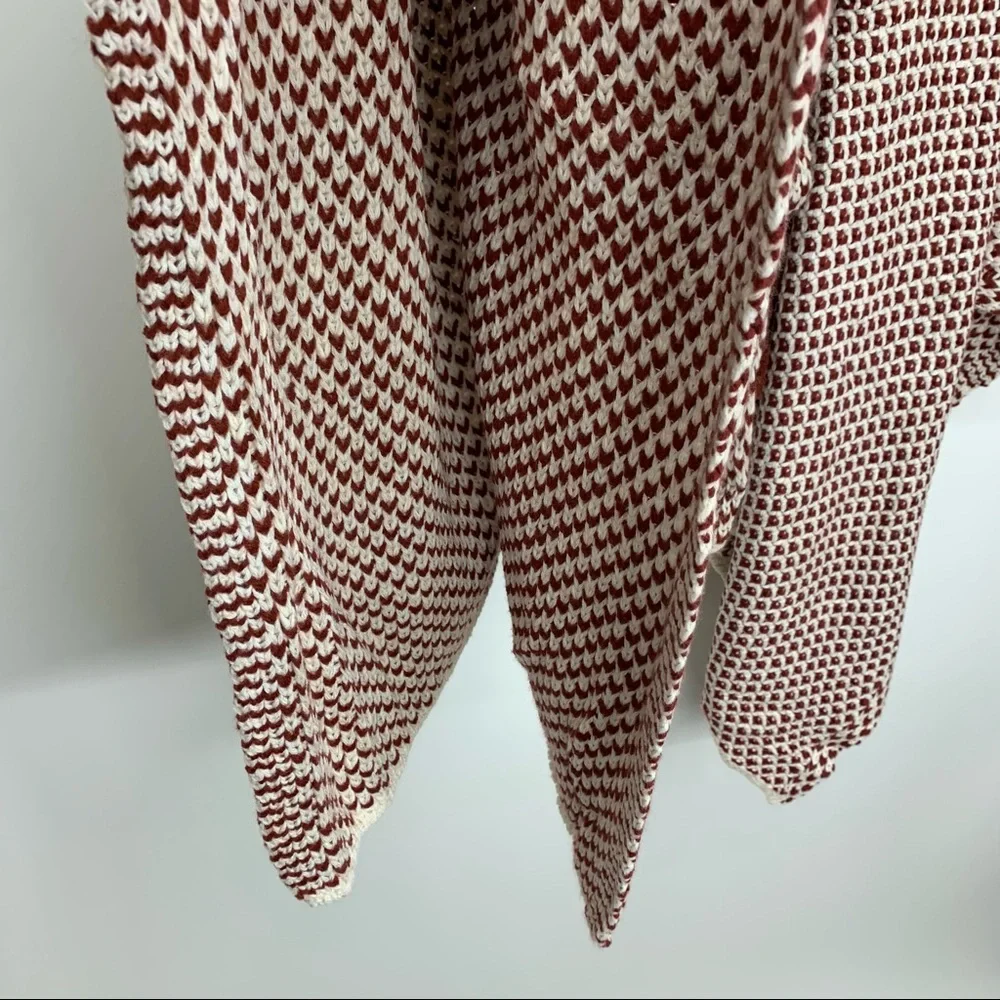 Rare Boho Ryu Rust Red & White Knit Tied Cardigan Sweater New Nwt Size Large - Picture 7 of 16